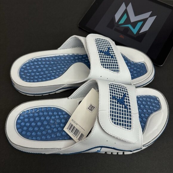 Jordan Hydro 4 IV Retro Slide Sandals White Industrial Blue 532225-141 Men’s - Picture 5 of 11